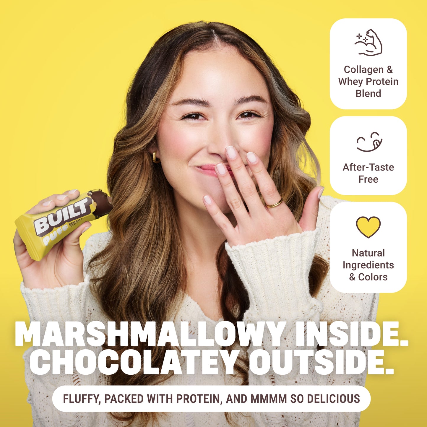 BUILT Puff Protein Bars - Banana Cream Pie - 17G Protein - Collagen - 12CT