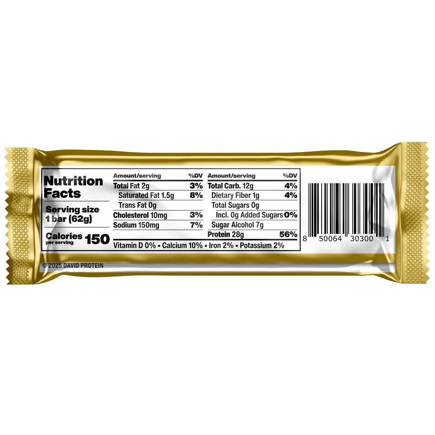 David High Protein Bars, Chocolate Chip Cookie Dough - 28G Protein - 1 Carton, 12CT
