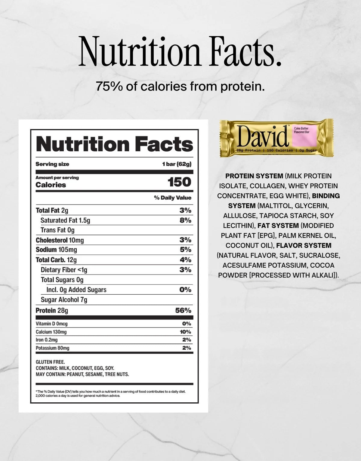 David High Protein Bars, Cake Batter - 28G Protein - 1 Carton, 12CT