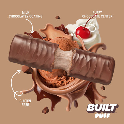 BUILT Puff Protein Bars - Chocolate Milkshake - 17G Protein - Collagen - 12CT
