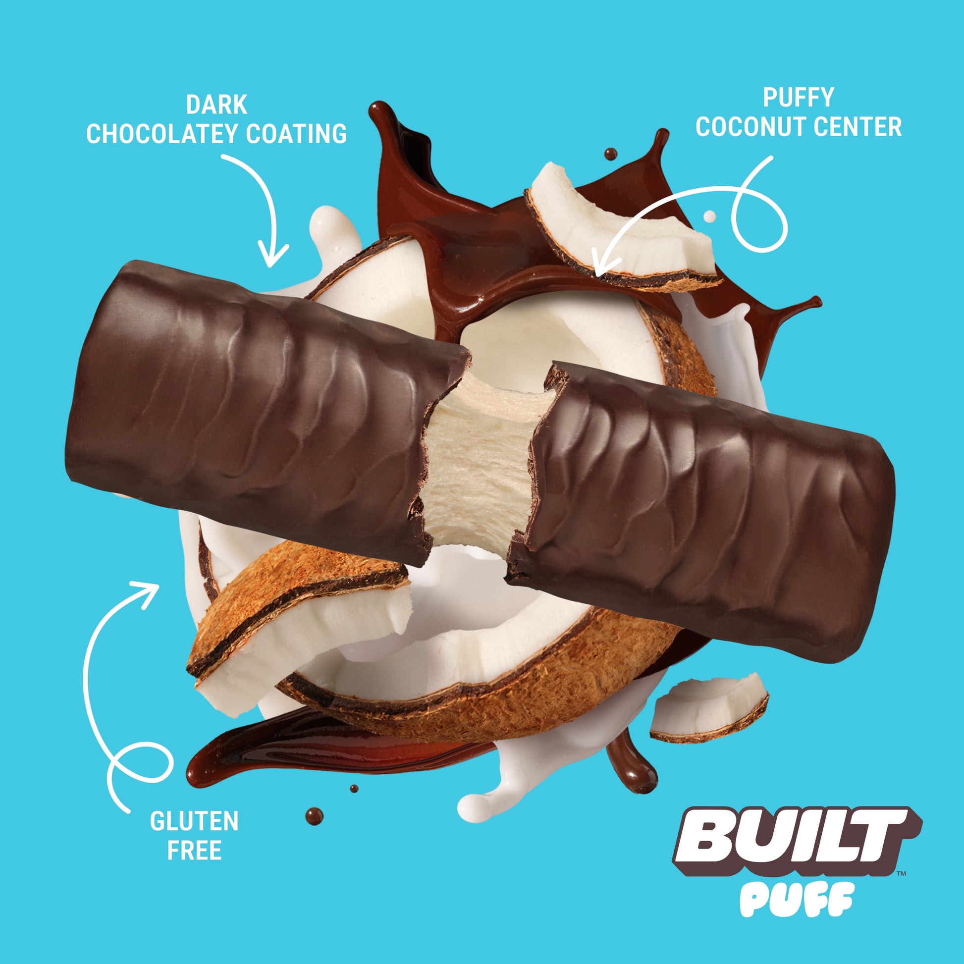 BUILT Puff Protein Bars - Coconut - 17G Protein - Collagen - 12CT