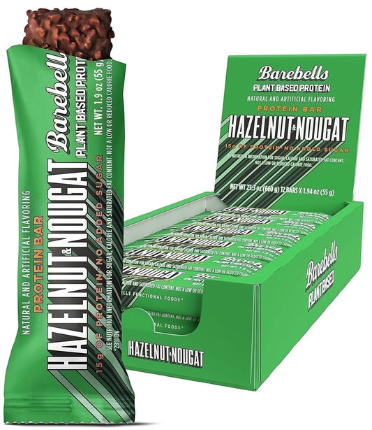 Barebells - Vegan Protein Bars - Hazelnut & Nougat - Plant Based - 15G Protein - 12CT