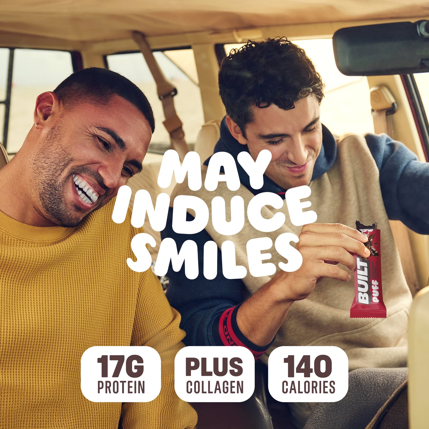 BUILT Puff Protein Bars - Candy Cane Brownie - 17G Protein - Collagen - 12CT