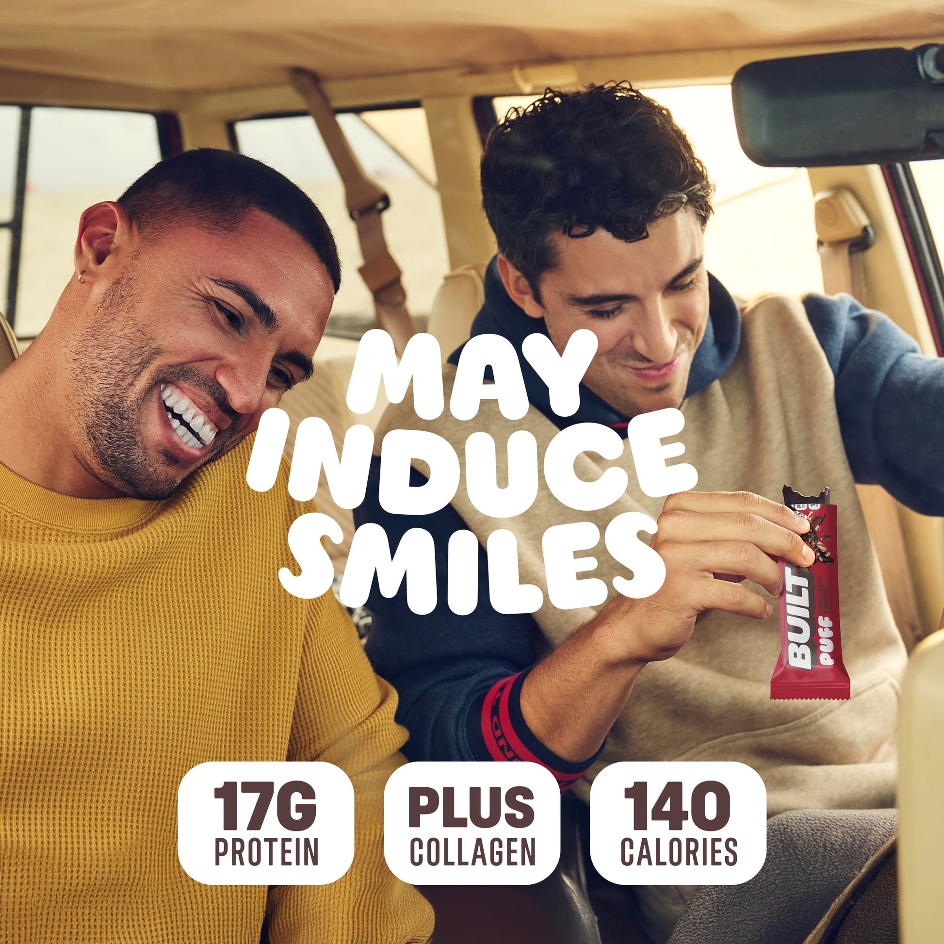 BUILT Puff Protein Bars - Candy Cane Brownie - 17G Protein - Collagen - 12CT