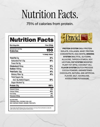David High Protein Bars, Fudge Brownie - 28G Protein - 1 Carton, 12CT