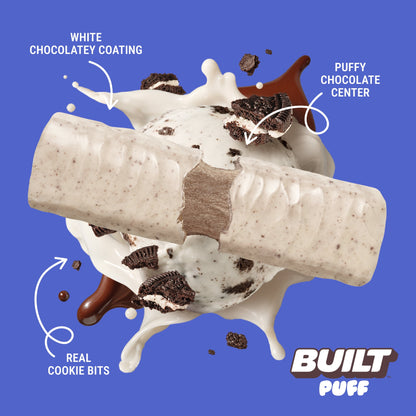 BUILT Puff Protein Bars - Cookies 'N Cream - 17G Protein - Collagen - 12CT