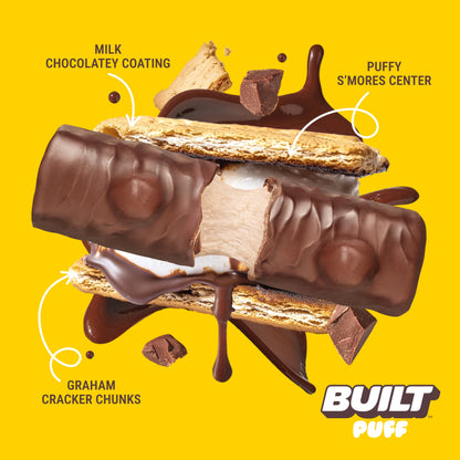 BUILT Puff Protein Bars - S'Mores Chunk Puff - 15G Protein - Collagen - 12CT