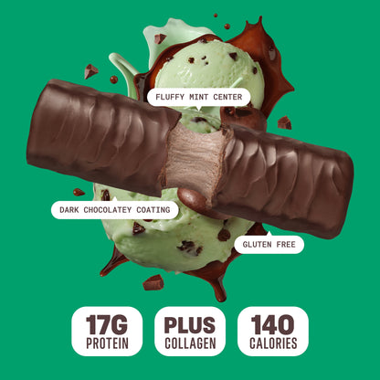 , Puff Protein Snack Bars, Mint Chip, 17G Protein, Collagen, Gluten Free, 12Ct Box