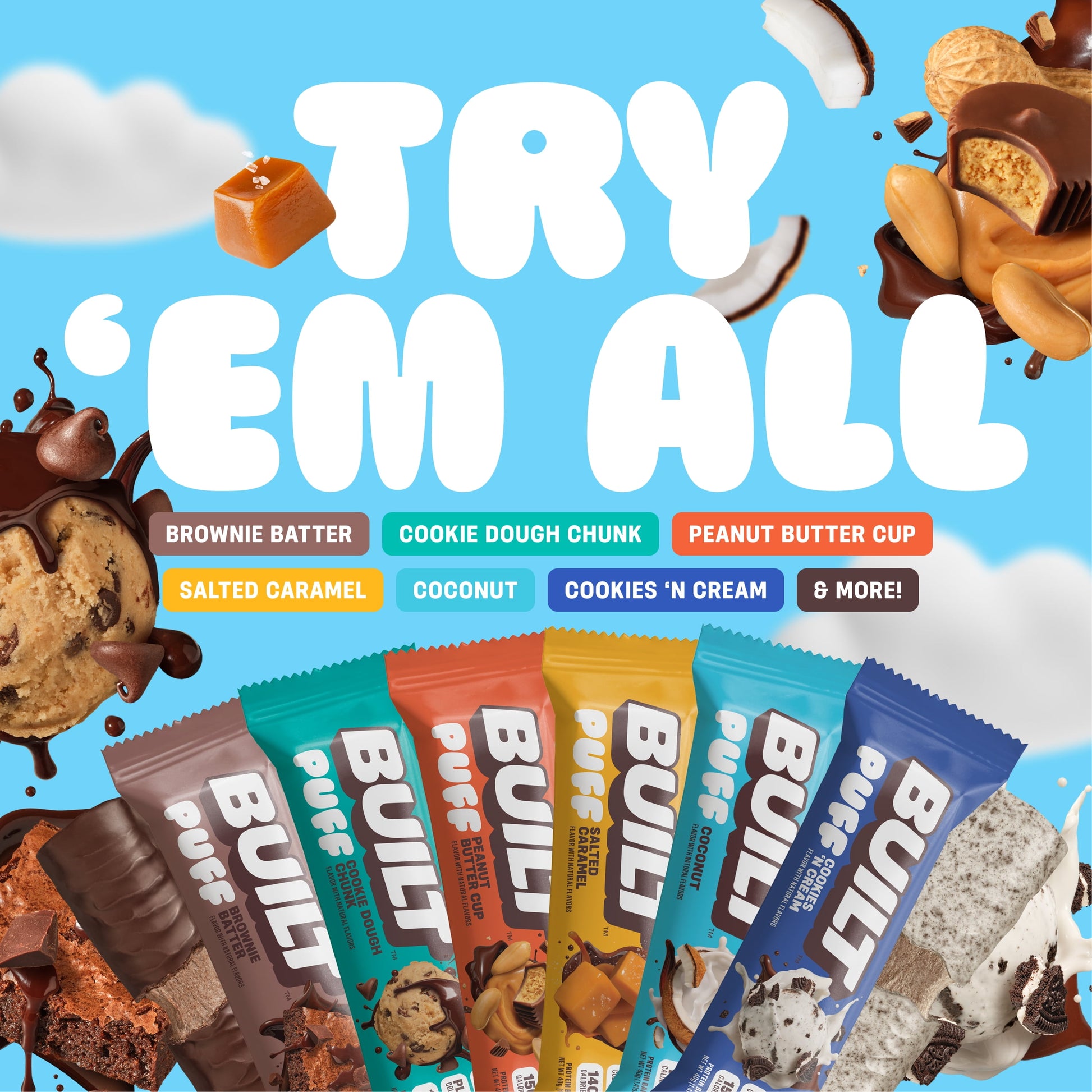 BUILT Puff Protein Bars - Variety Pack - 12CT