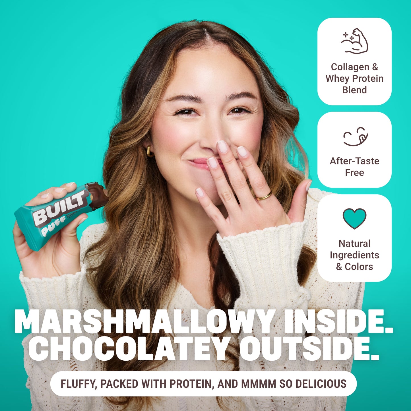 BUILT Puff Protein Bars - Cookie Dough Chunk - 17G Protein - Collagen - 12CT