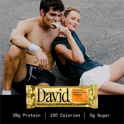 David High Protein Bars, Peanut Butter Chocolate Chunk - 28G Protein - 1 Carton, 12CT
