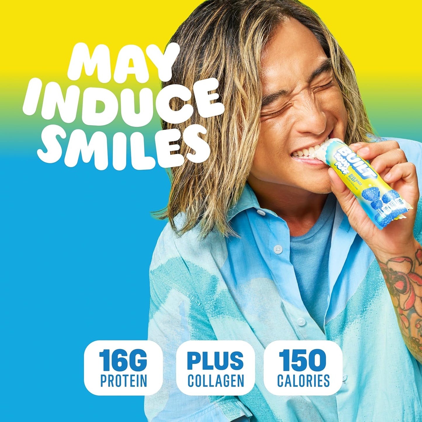 BUILT Sour Puff Protein Bars - Variety Pack - 16G Protein - Collagen - 12CT