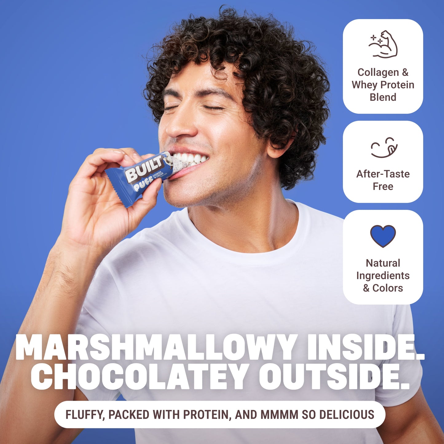 BUILT Puff Protein Bars - Cookies 'N Cream - 17G Protein - Collagen - 12CT