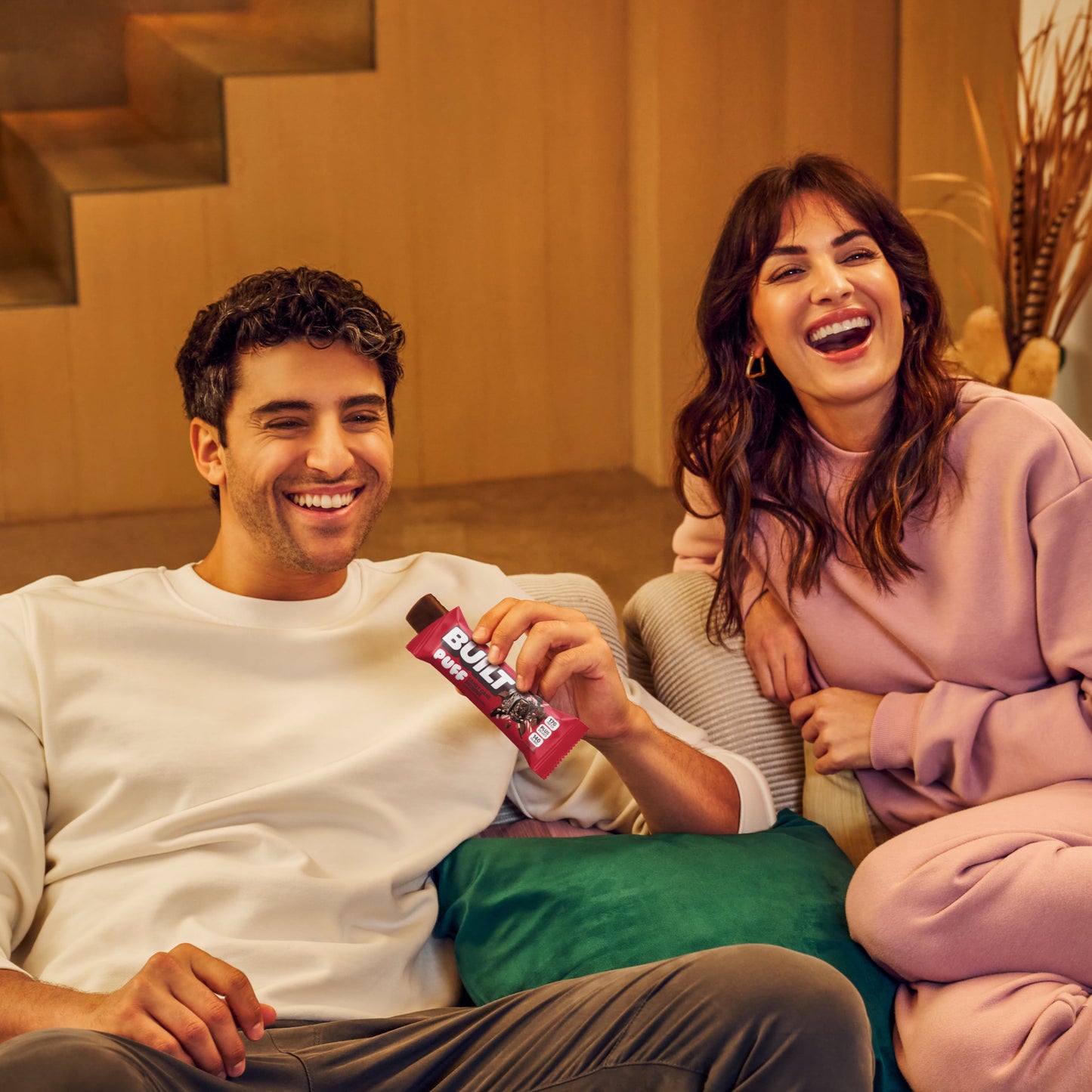 BUILT Puff Protein Bars - Candy Cane Brownie - 17G Protein - Collagen - 12CT