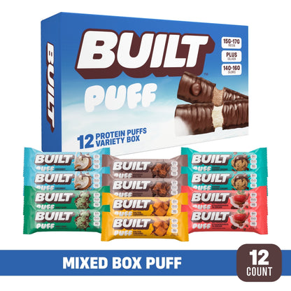 BUILT Puff Protein Bars - Variety Pack - 12CT