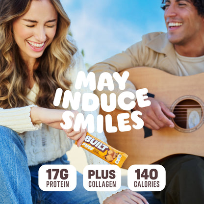 BUILT Puff Protein Bars - Salted Caramel - 17G Protein - Collagen - 12CT