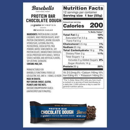 Barebells - Protein Bars - Chocolate Dough - 20G Protein - 12CT