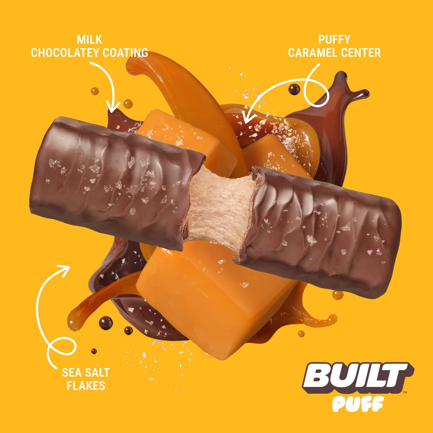 BUILT Puff Protein Bars - Salted Caramel - 17G Protein - Collagen - 12CT