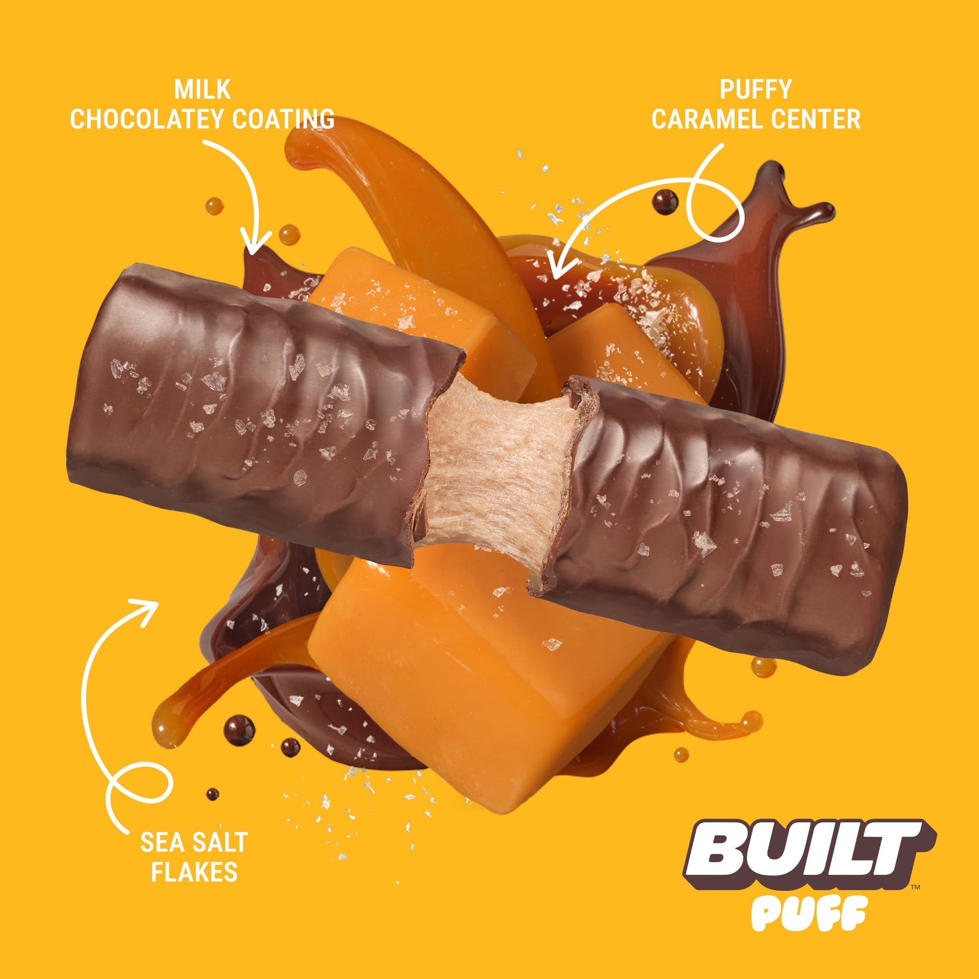 BUILT Puff Protein Bars - Salted Caramel - 17G Protein - Collagen - 12CT
