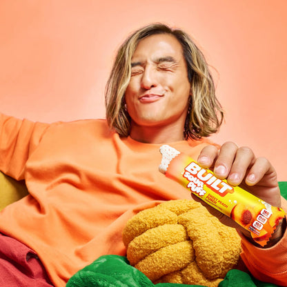 BUILT Sour Puff Protein Bars - Sweet Peach Punch - 16G Protein - Collagen -12CT