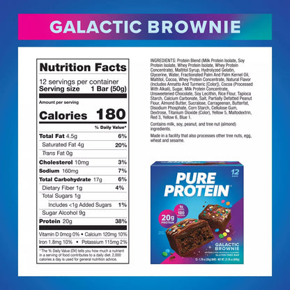 Pure Protein - Galactic Brownie- 20G Protein - 12CT