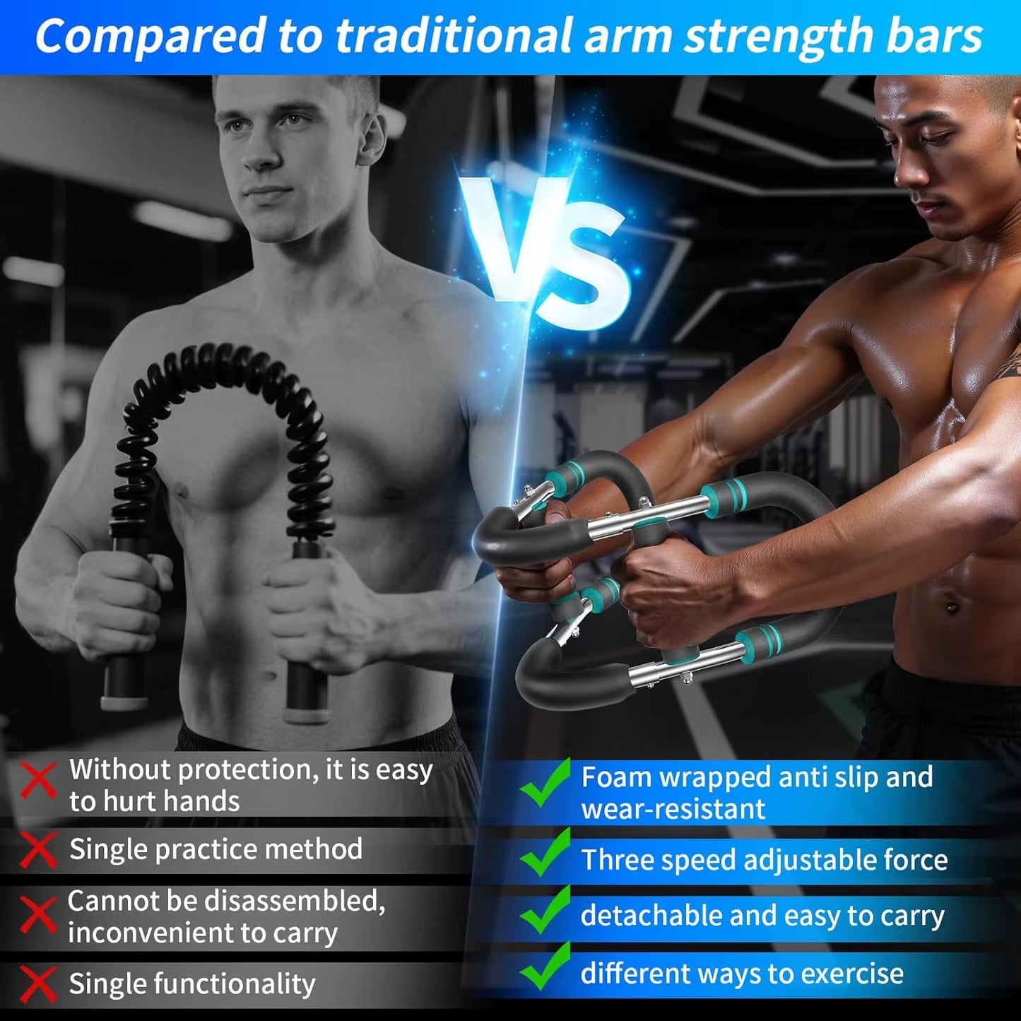 Twister Arm Trainer, Adjustable Resistance (60-140 Lbs) Chest Workout Equipment,Forearm Power Exercise Bar , Pectoralis Spinalis