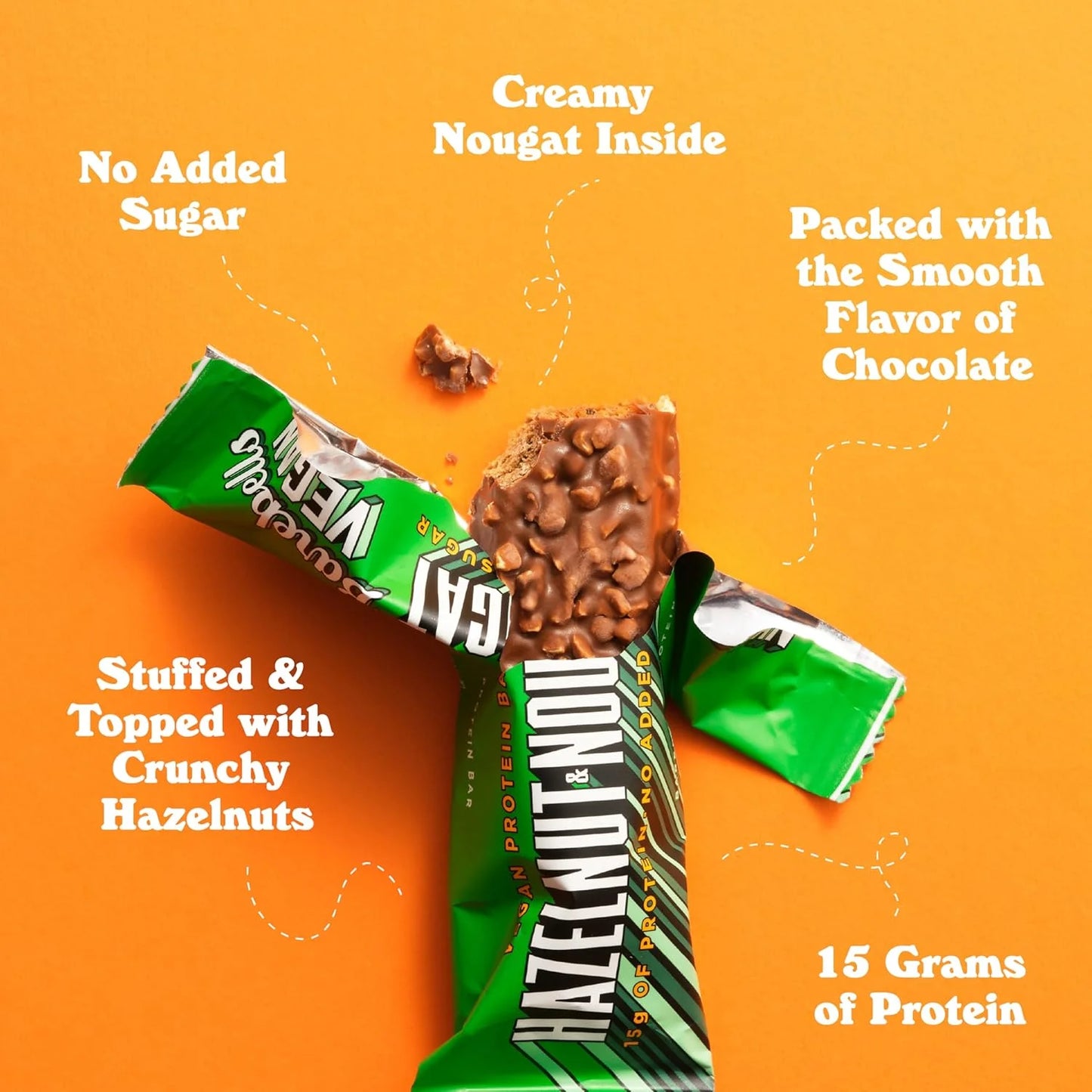 Barebells - Vegan Protein Bars - Hazelnut & Nougat - Plant Based - 15G Protein - 12CT