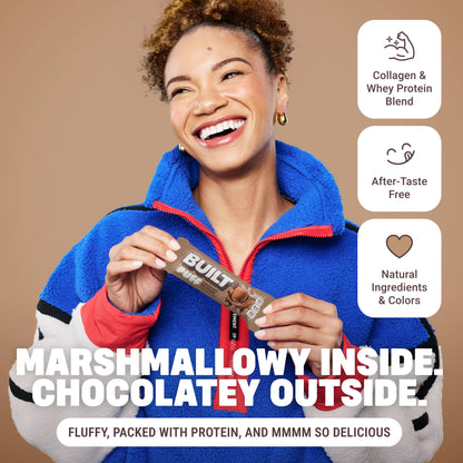 BUILT Puff Protein Bars - Chocolate Milkshake - 17G Protein - Collagen - 12CT