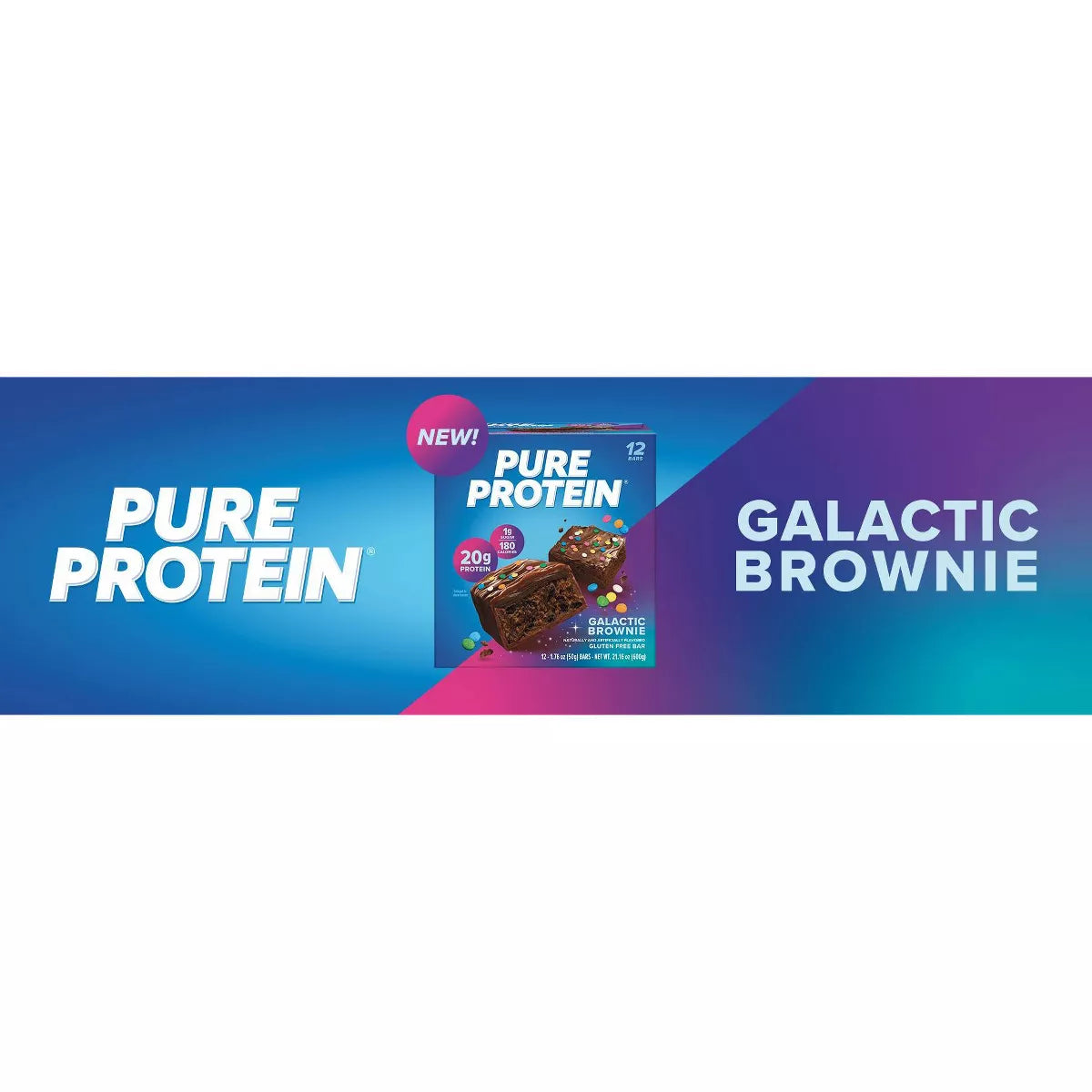 Pure Protein - Galactic Brownie- 20G Protein - 12CT