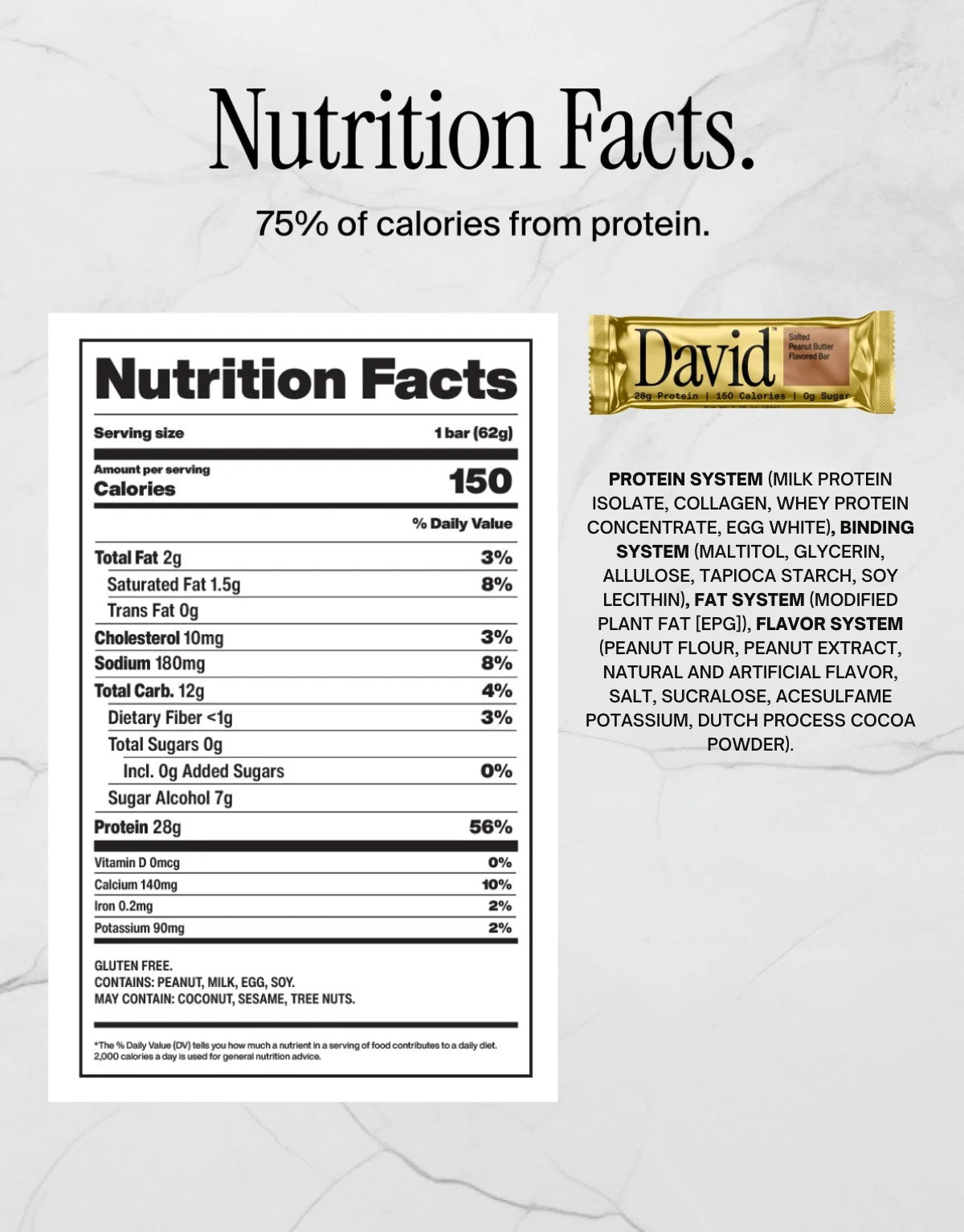 David High Protein Bars, Salted Peanut Butter - 28G Protein - 1 Carton, 12CT