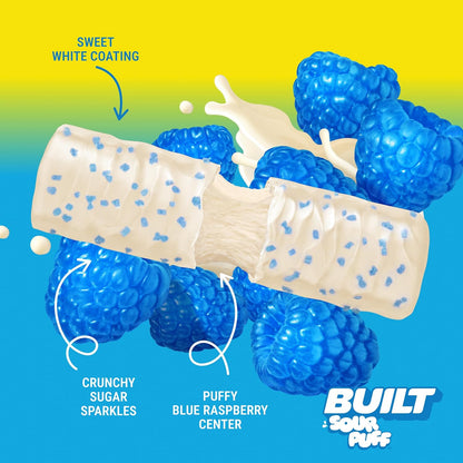 BUILT Sour Puff Protein Bars - Blue Razz Blast - 16G Protein - Collagen - 12CT