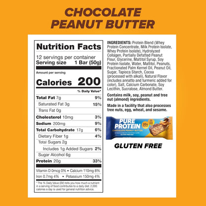 Pure Protein - Chocolate Peanut Butter - 20G Protein - 12CT
