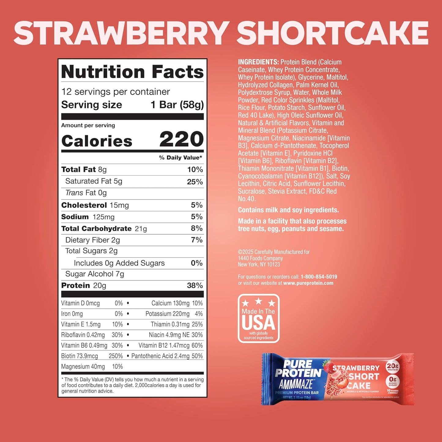 Pure Protein - AMMMAZE Strawberry Shortcake - 20G High Protein - 12CT